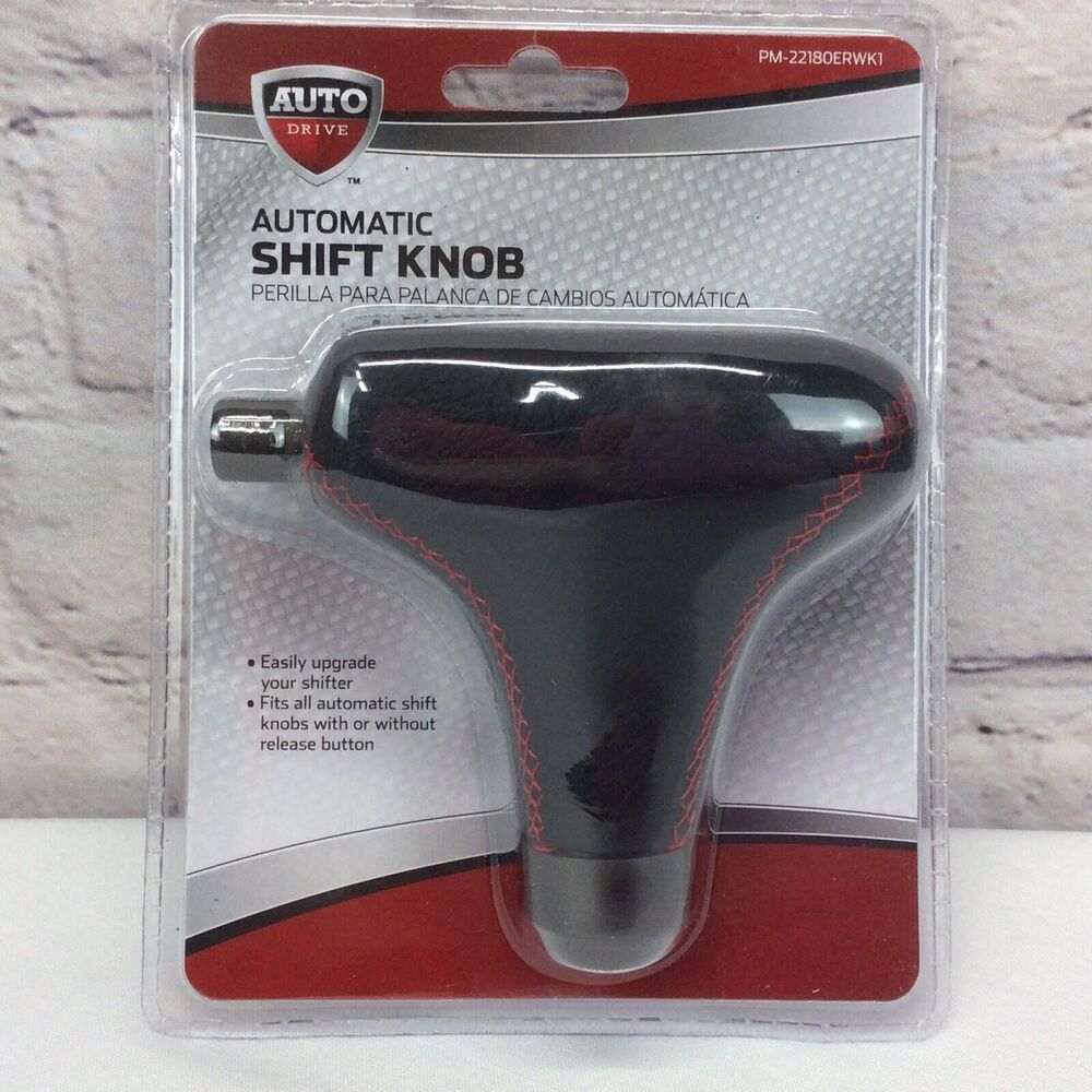 Auto Drive Automatic Shift Knob PM22180ERWK1 Vegan Leather Red Stitch Universal